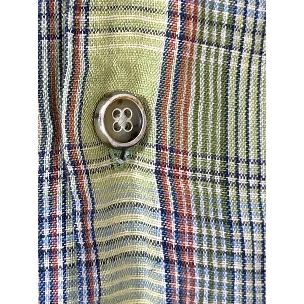 Tommy Bahama Button Up XL Green Plaid 100% Linen Short Sleeve - Picture 5 of 11